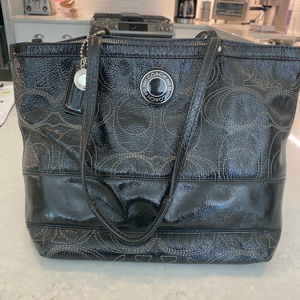 Coach patent leather bucket handbag